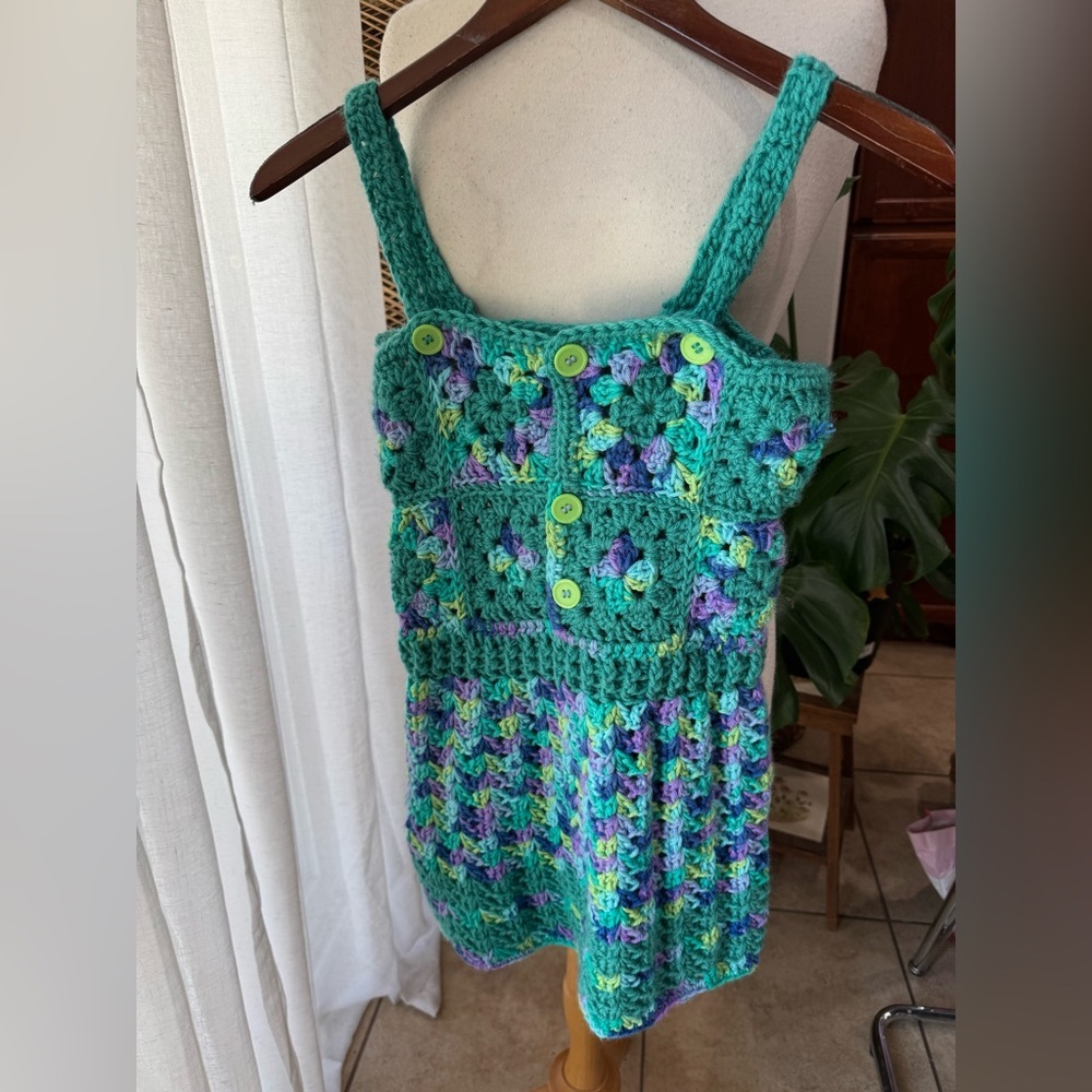 Handmade Crochet Kids‎ One Piece - Green and Purple knit